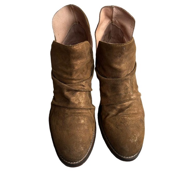 SUNDANCE SLOUCHY VINTAGE STYLE ANKLE BOOTS BOHO GOLD BRONZE WOMEN SIZE 7.5-8 - Picture 5 of 10